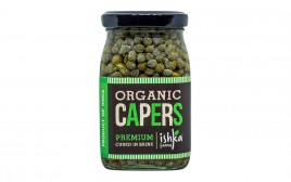Ishka Farms Organic Capers Premium Cured In Brine  Glass Jar  210 grams